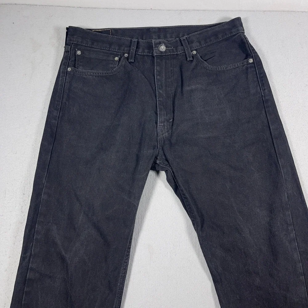 Levi's 505 Regular Fit Jeans Men 36x30 Black Denim Straight Leg Casual Everyday‎